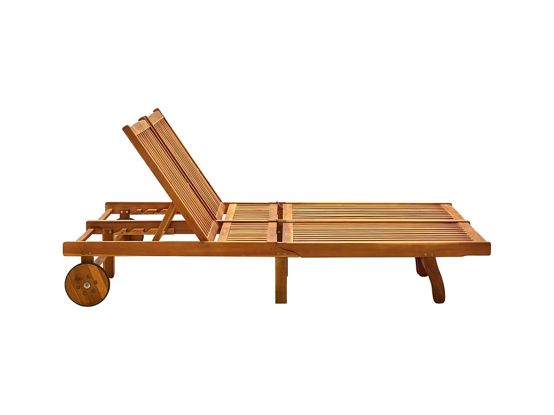 Tumbona tumbona para tomar el sol cama de jardín terraza muebles de exterior de 2 plazas con cojines de acacia maciza 02_0012233