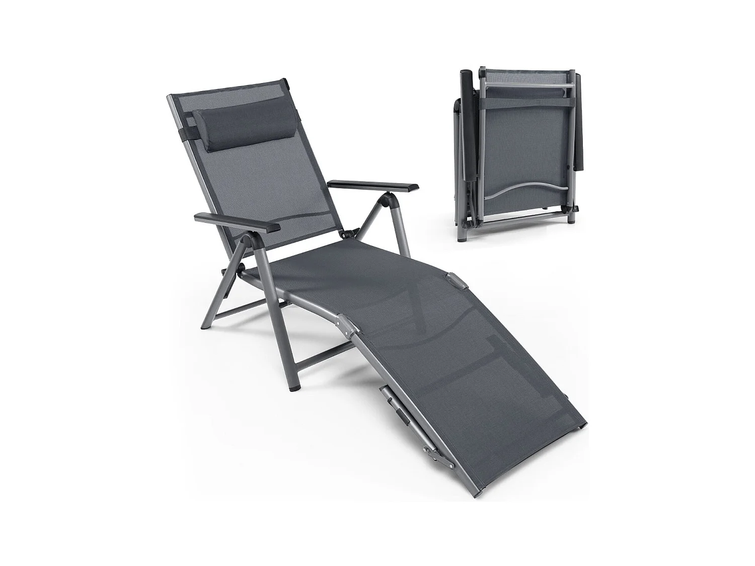 Chaise longue d'extérieur en tissu grise 180 x 67 x 95 cm 20_0008157