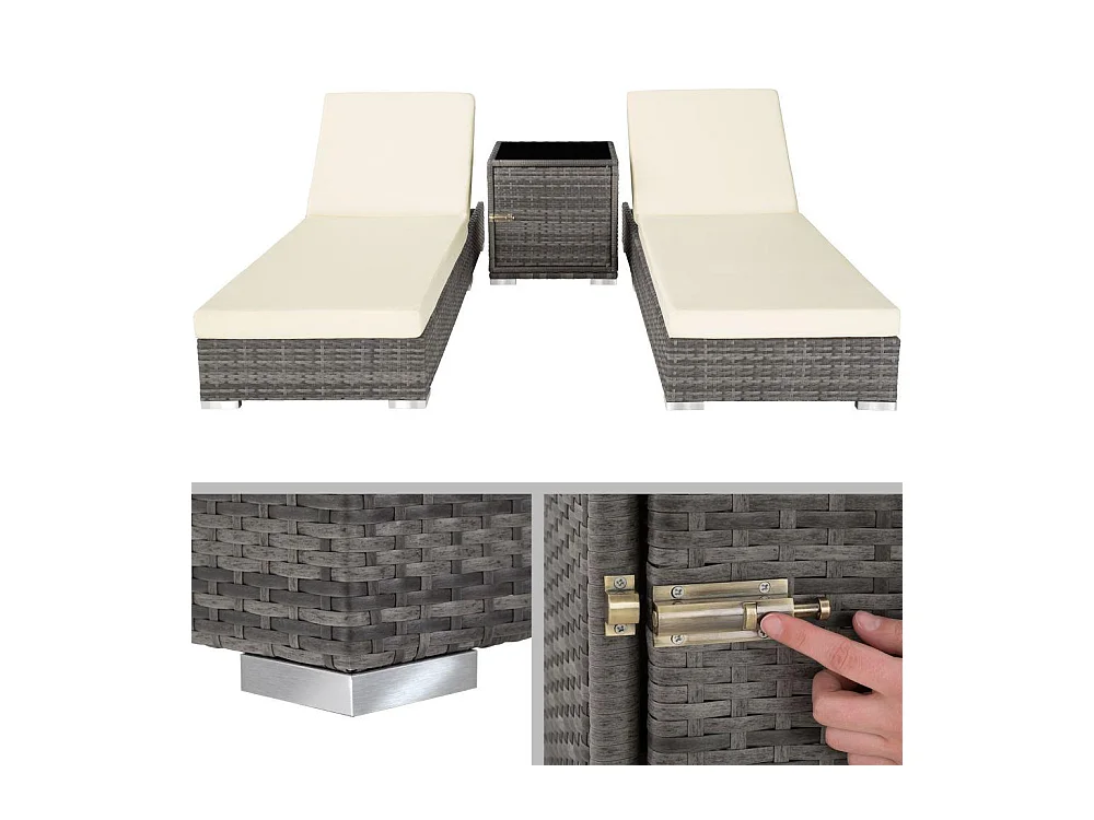 Lettino prendisole duo a 5 posizioni con 2 set di coperture + copertura protettiva grigia 2208050