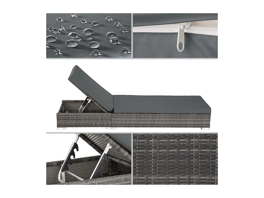 Lettino prendisole duo a 5 posizioni con 2 set di coperture + copertura protettiva grigia 2208050