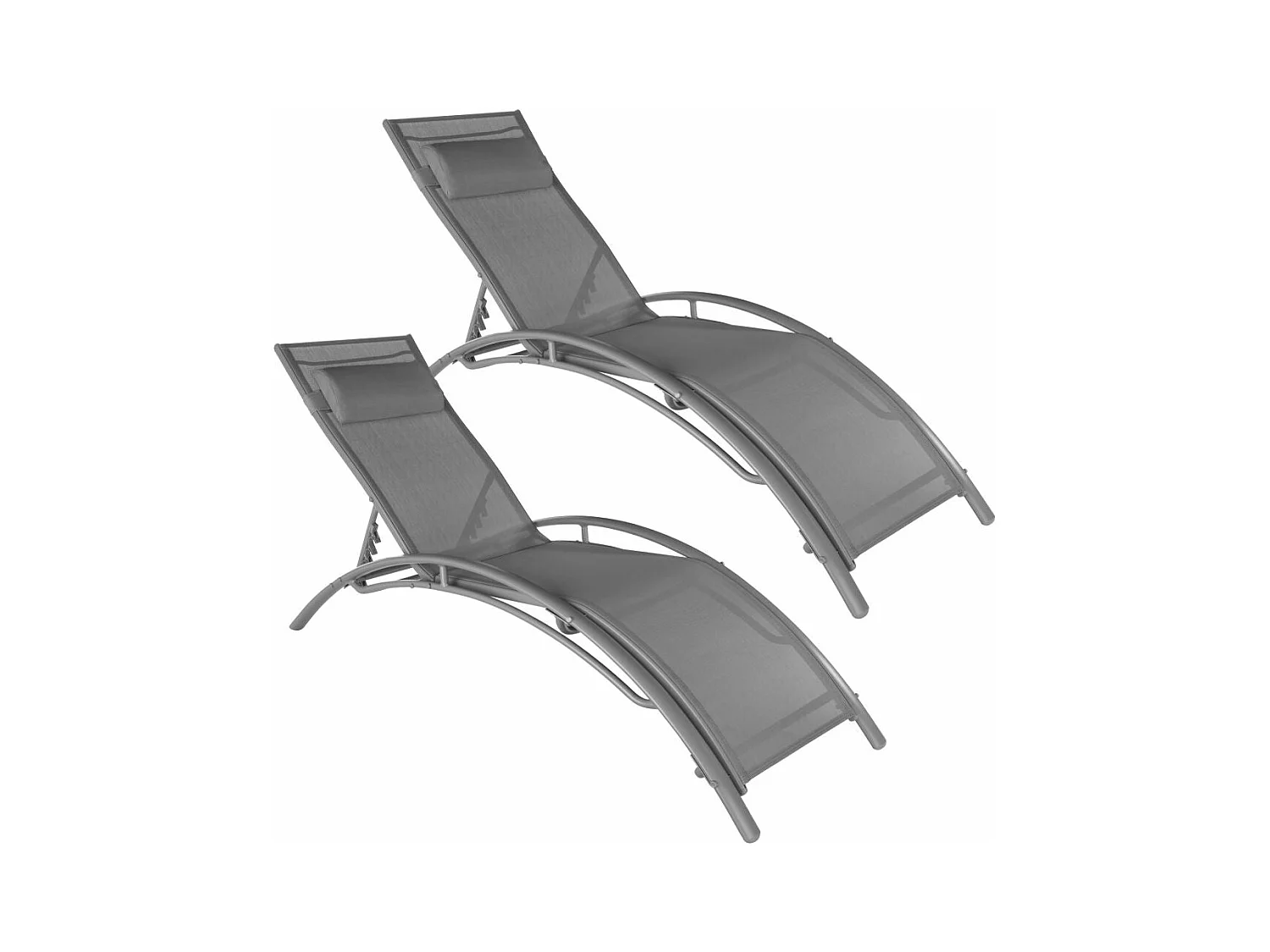 Lot de 2 transats grise 158 x 59 x 81.5 cm 2208196