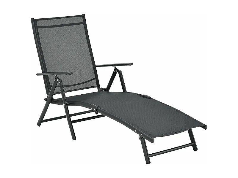 Lettino prendisole reclinabile 160° con braccioli 150 x 65 x 86 cm nero 03_0006406