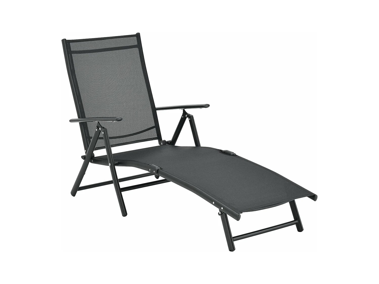 Espreguiçadeira reclinável 160° com braços 150 x 65 x 86 cm preto 03_0006406