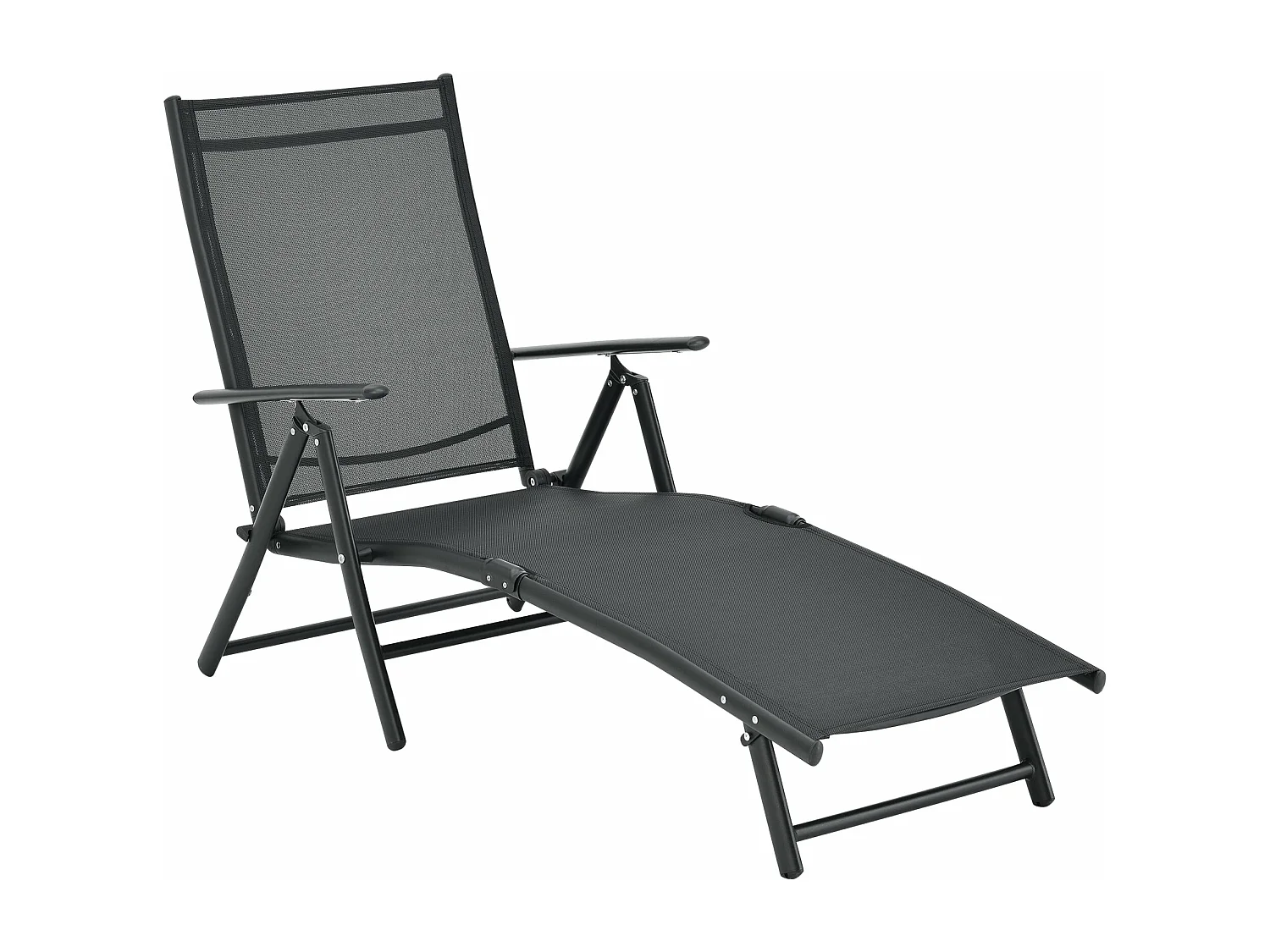 Espreguiçadeira reclinável 160° com braços 150 x 65 x 86 cm preto 03_0006406