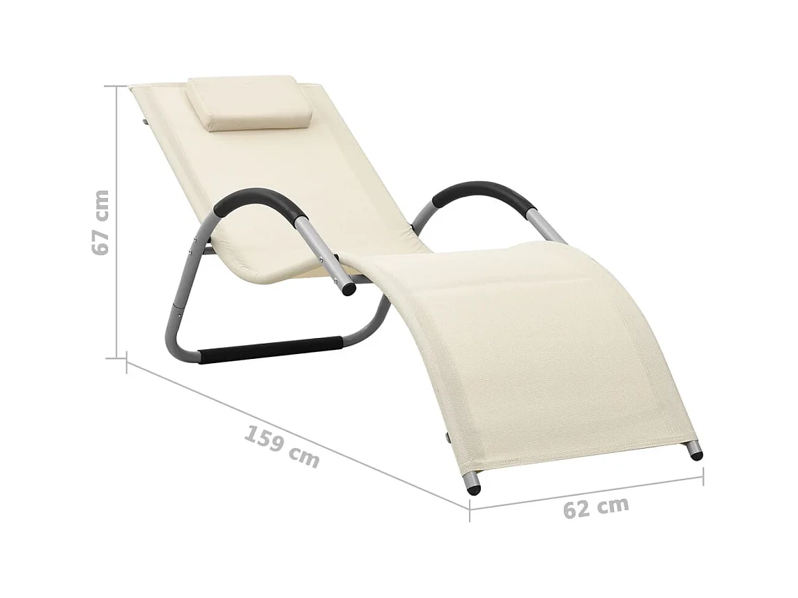 Chaises longues textilène 2 crème 159 x 62 x 67 cm 02_0011962