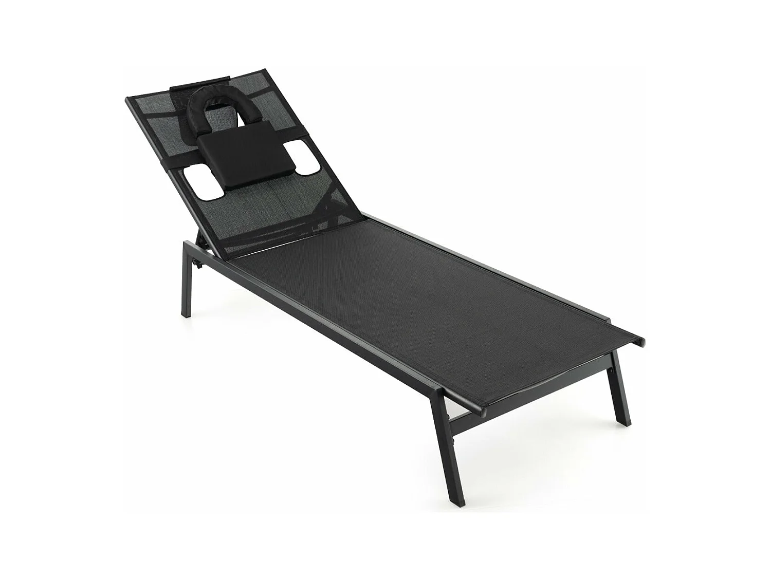 Chaise longue d'extérieur en noire 63 x 207 x 98 cm 20_0005013
