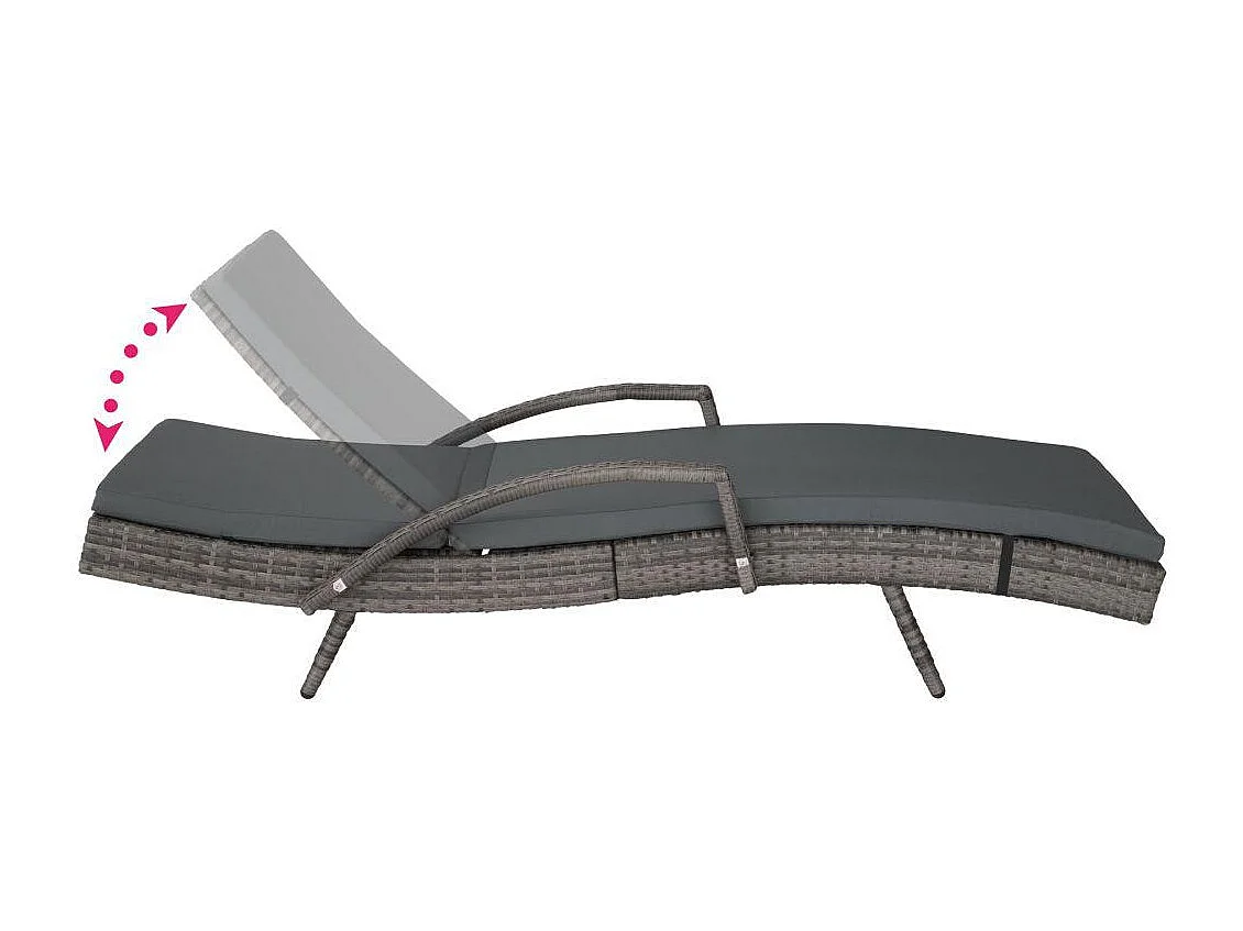 Tumbona tumbona muebles de jardín 5 posiciones gris 2208056