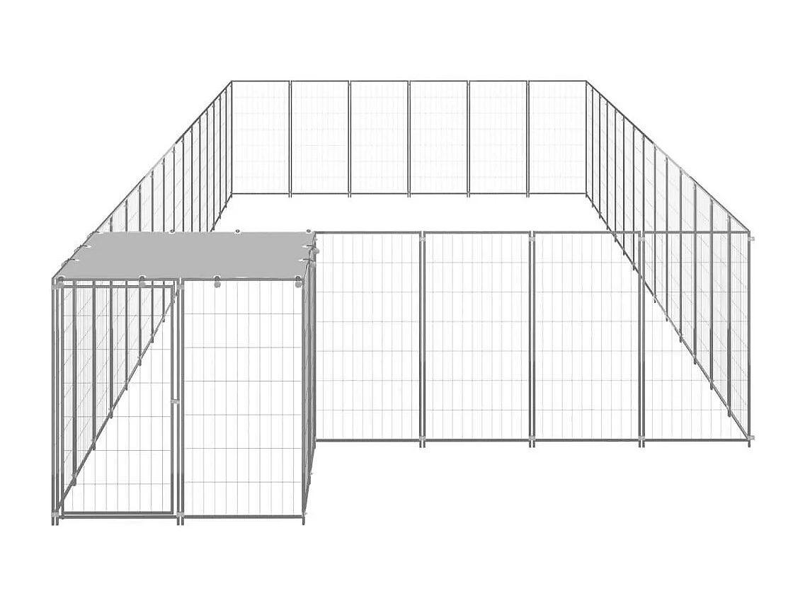 Chenil extérieur cage enclos argenté 880 x 330 x 110 cm 02_0000261