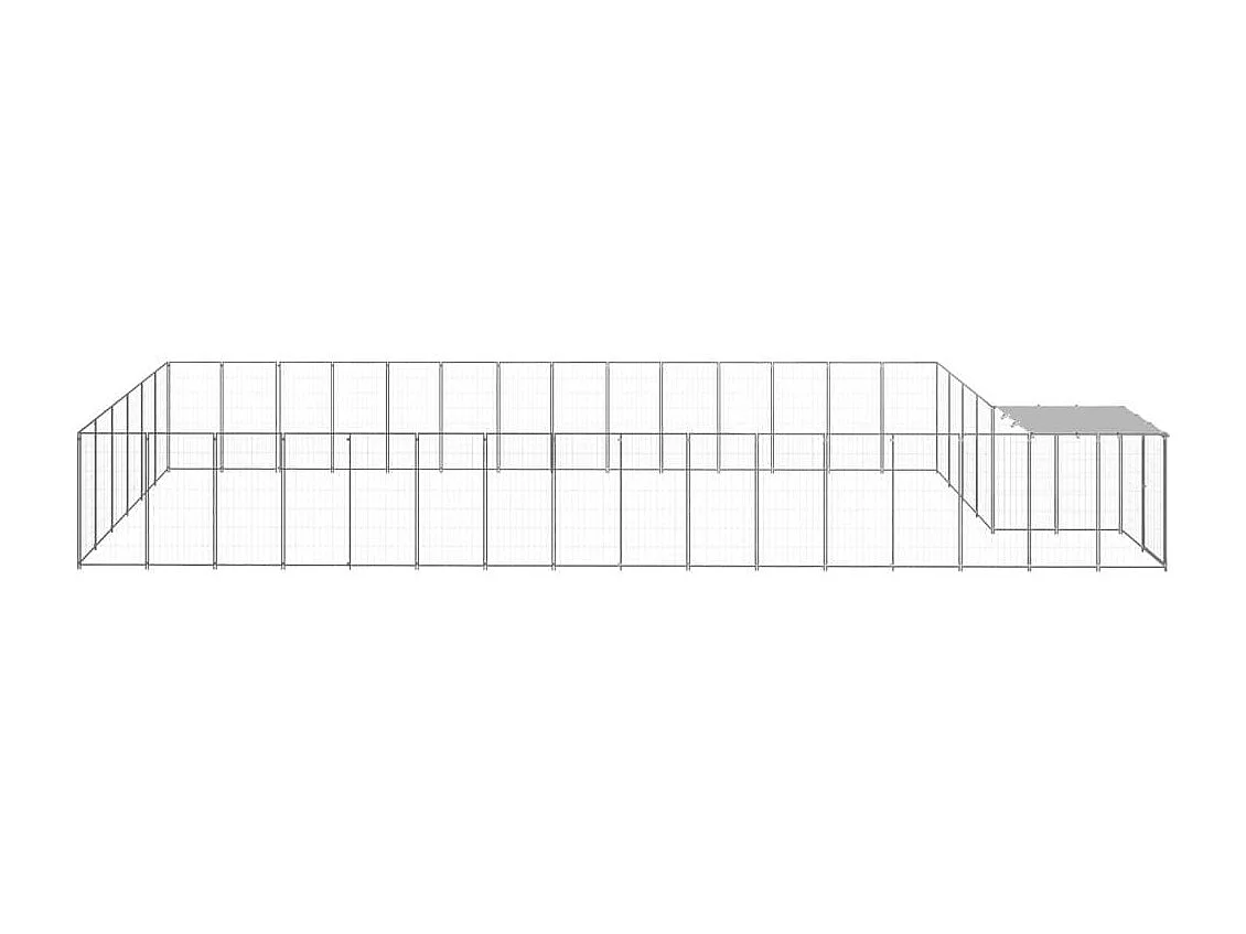 Chenil extérieur cage enclos argenté 880 x 330 x 110 cm 02_0000261
