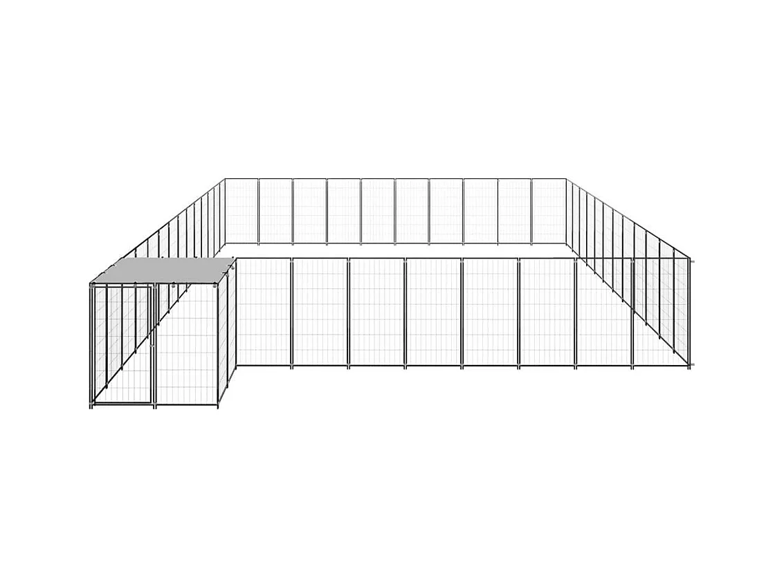 Chenil extérieur cage enclos noire 770 x 550 x 110 cm 02_0000529