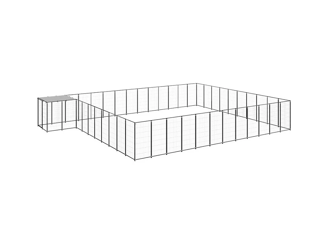 Caseta exterior para jaula, parque para animales y perros, 37,51 m², acero negro 02_0000529