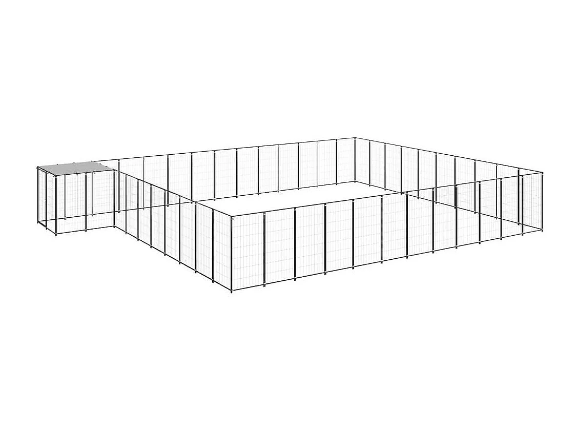 Caseta exterior para jaula, parque para animales y perros, 37,51 m², acero negro 02_0000529