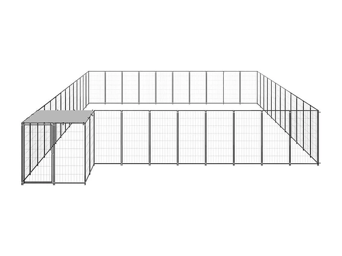 Caseta exterior para jaula, parque para animales y perros, 37,51 m², acero negro 02_0000529