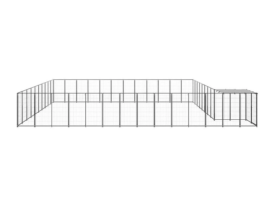 Caseta exterior para jaula, parque para animales y perros, 37,51 m², acero negro 02_0000529