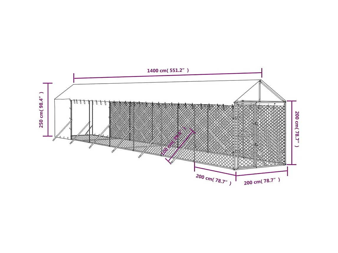 Chenil cage enclos pac argenté 2 x 14 x 45414 cm 02_0041895