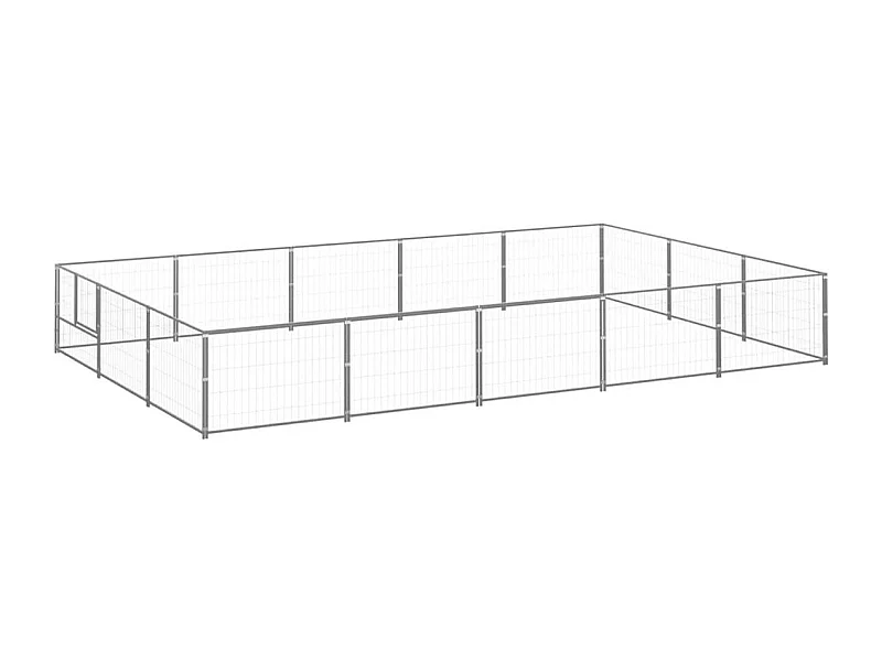 Gaiola para canil externo para animais de estimação parque para cães prata 15 m² aço 02_0000240