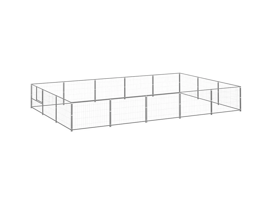 Chenil extérieur cage enclos argenté 500 x 300 x 70 cm 02_0000240