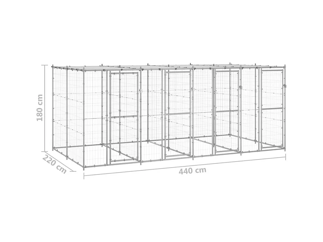 Chenil extérieur cage enclos 440 x 220 x 180 cm 02_0000447