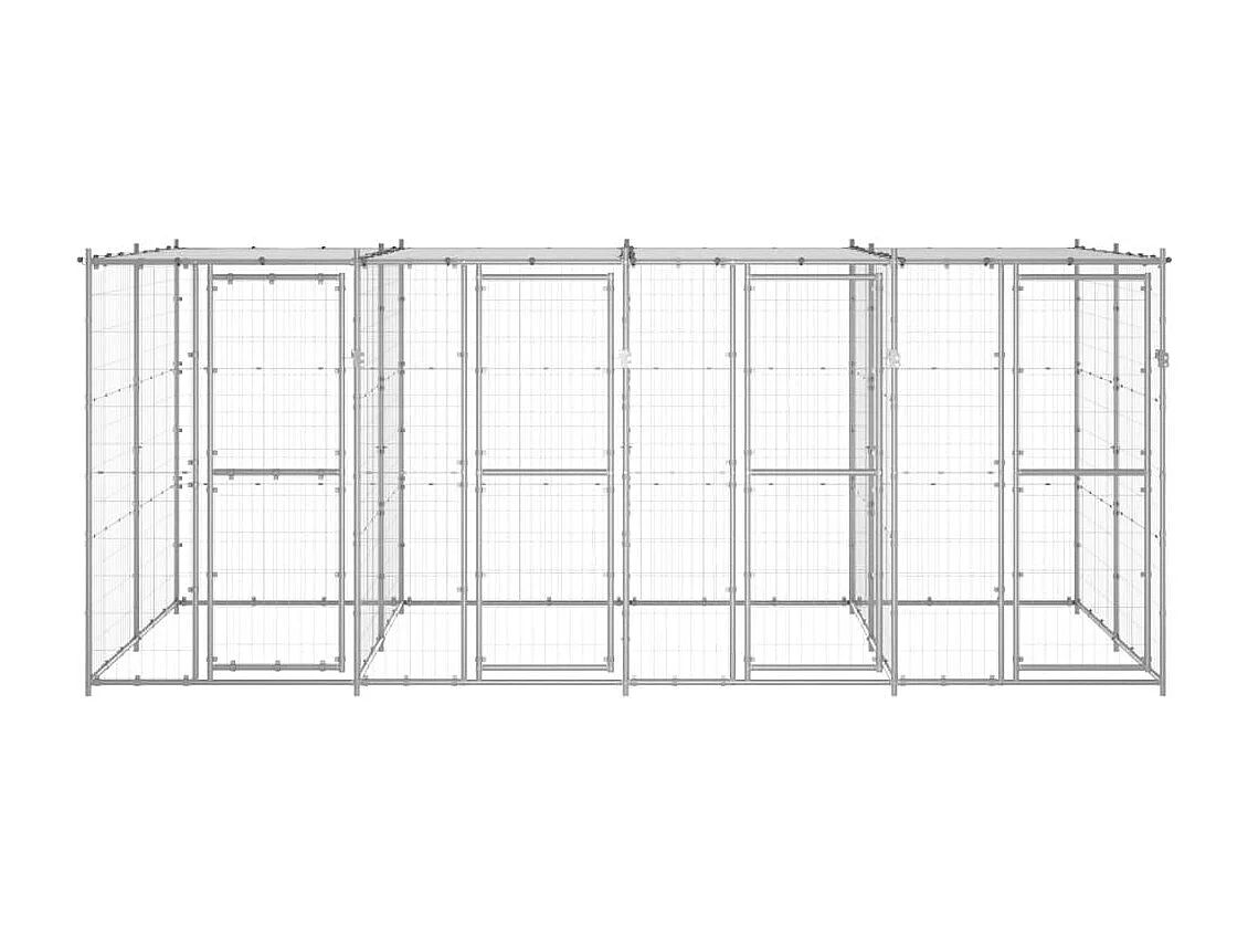 Jaula para caseta de exterior, parque para animales, perro de exterior de acero galvanizado con techo 9,68 m² 02_0000447