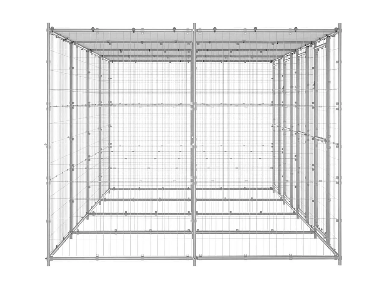 Jaula para caseta de exterior, parque para animales, perro de exterior de acero galvanizado con techo 9,68 m² 02_0000447