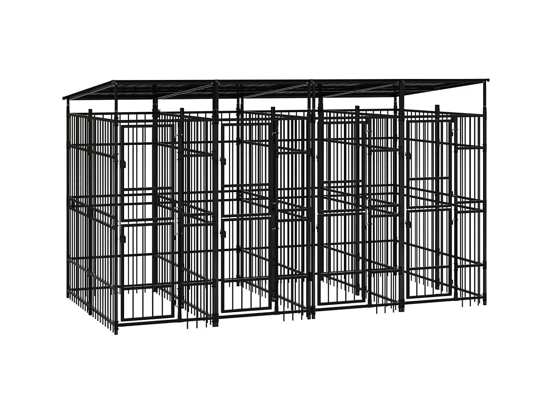 Canil gaiola exterior animal pac com teto para cães aço 7,37 m² preto 02_0041765