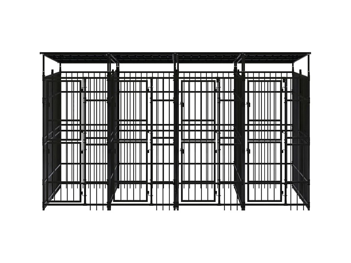 Canil gaiola exterior animal pac com teto para cães aço 7,37 m² preto 02_0041765