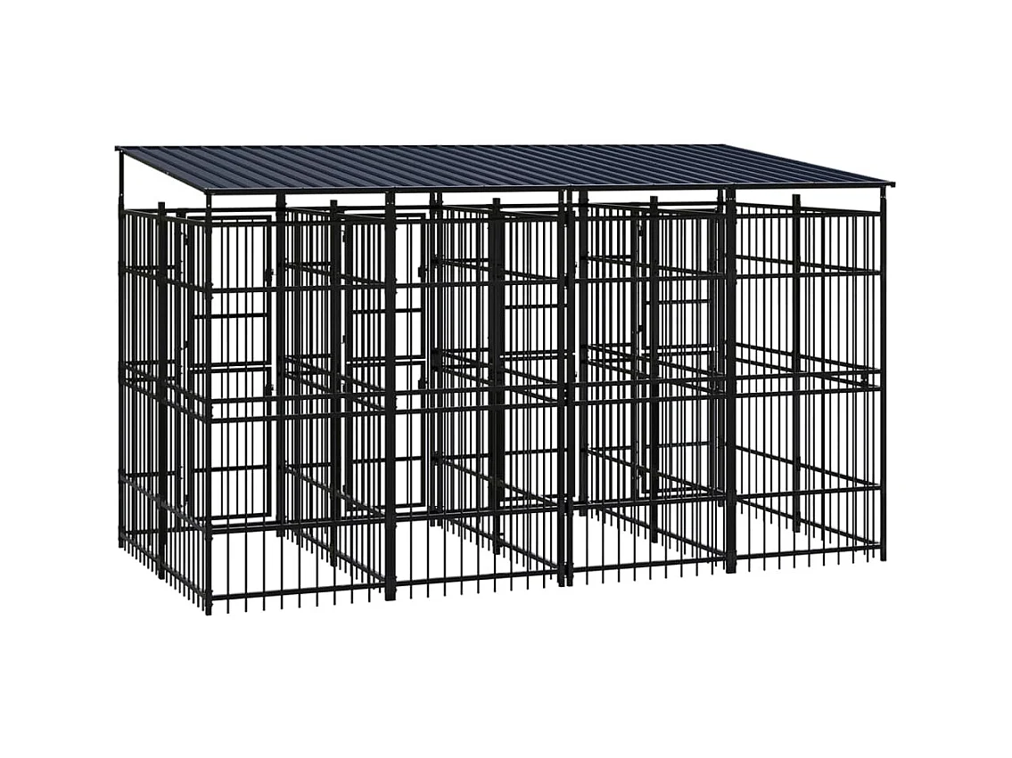 Canil gaiola exterior animal pac com teto para cães aço 7,37 m² preto 02_0041765