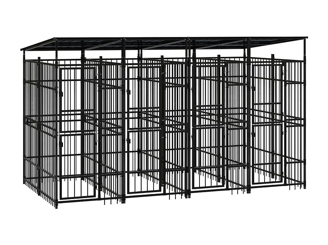 Canil gaiola exterior animal pac com teto para cães aço 7,37 m² preto 02_0041765