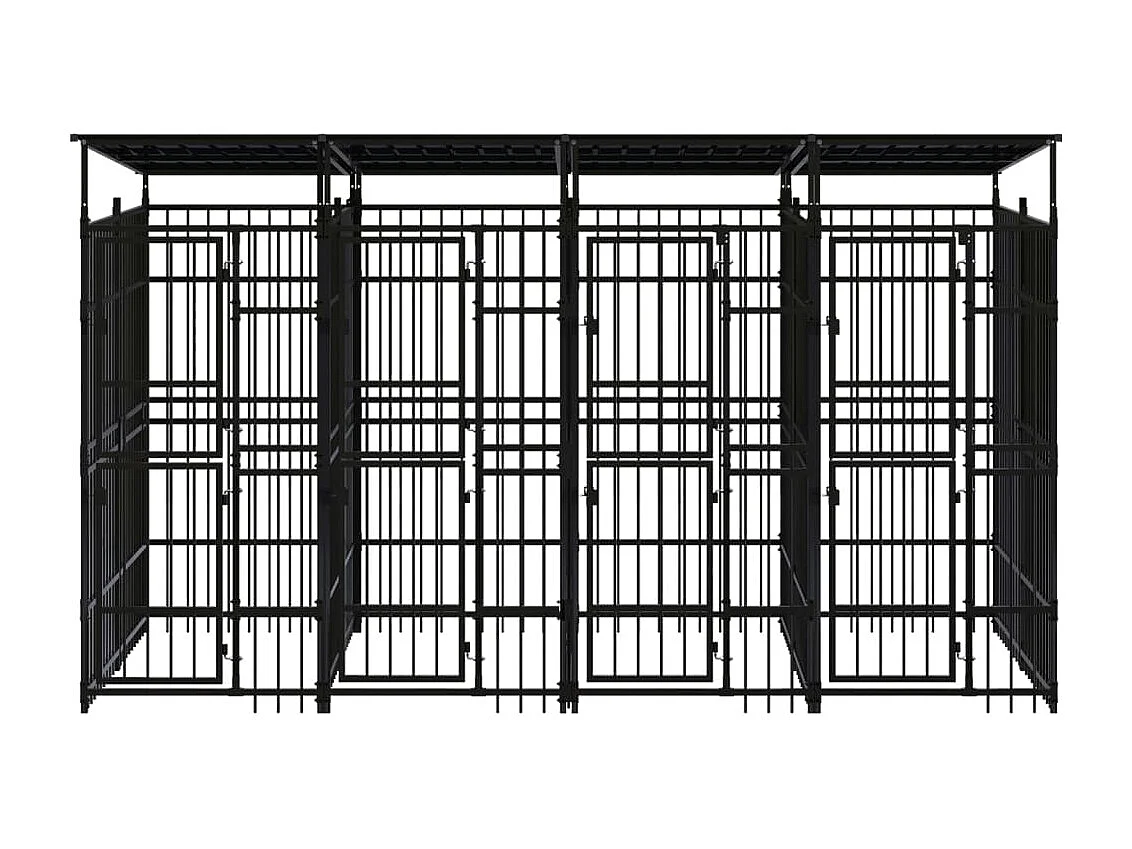 Canil gaiola exterior animal pac com teto para cães aço 7,37 m² preto 02_0041765