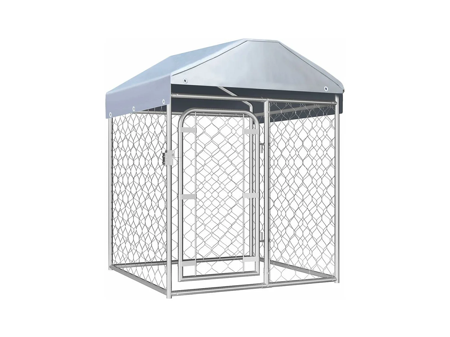 Jaula para perrera de exterior, parque para perros con techo, 100 x 100 x 125 cm 02_0000448