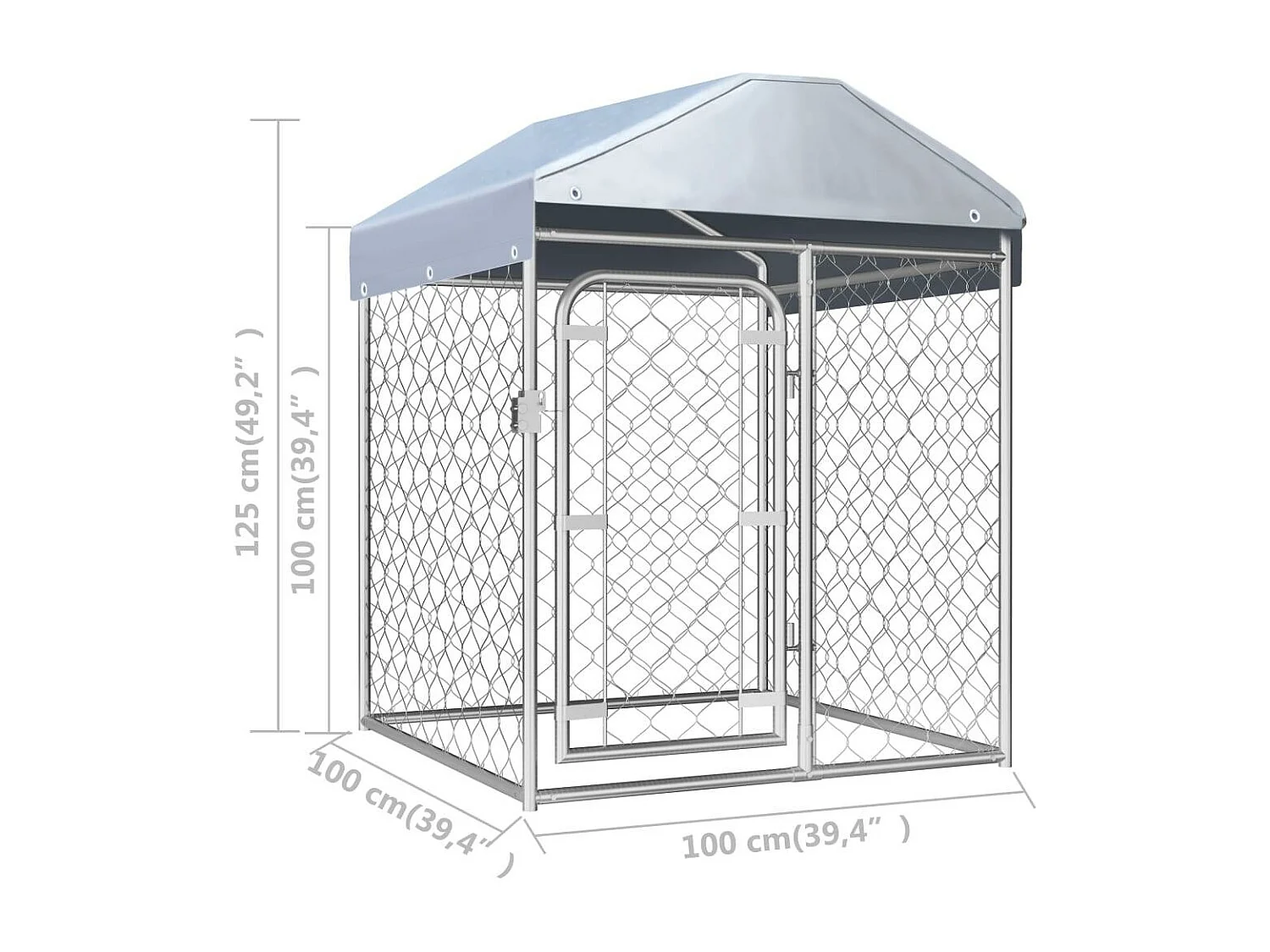 Jaula para perrera de exterior, parque para perros con techo, 100 x 100 x 125 cm 02_0000448