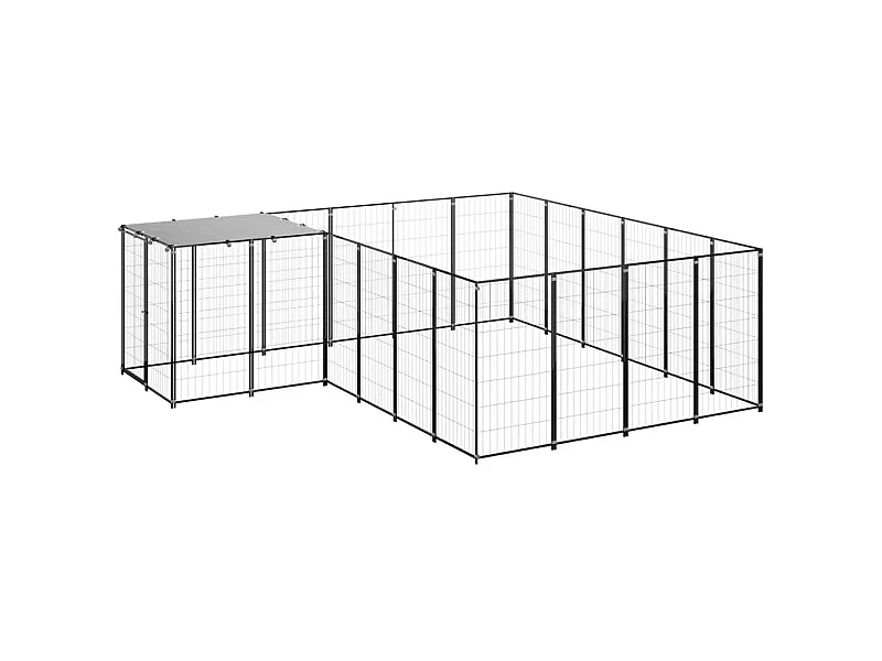 Chenil extérieur cage enclos noire 330 x 330 x 110 cm 02_0000559