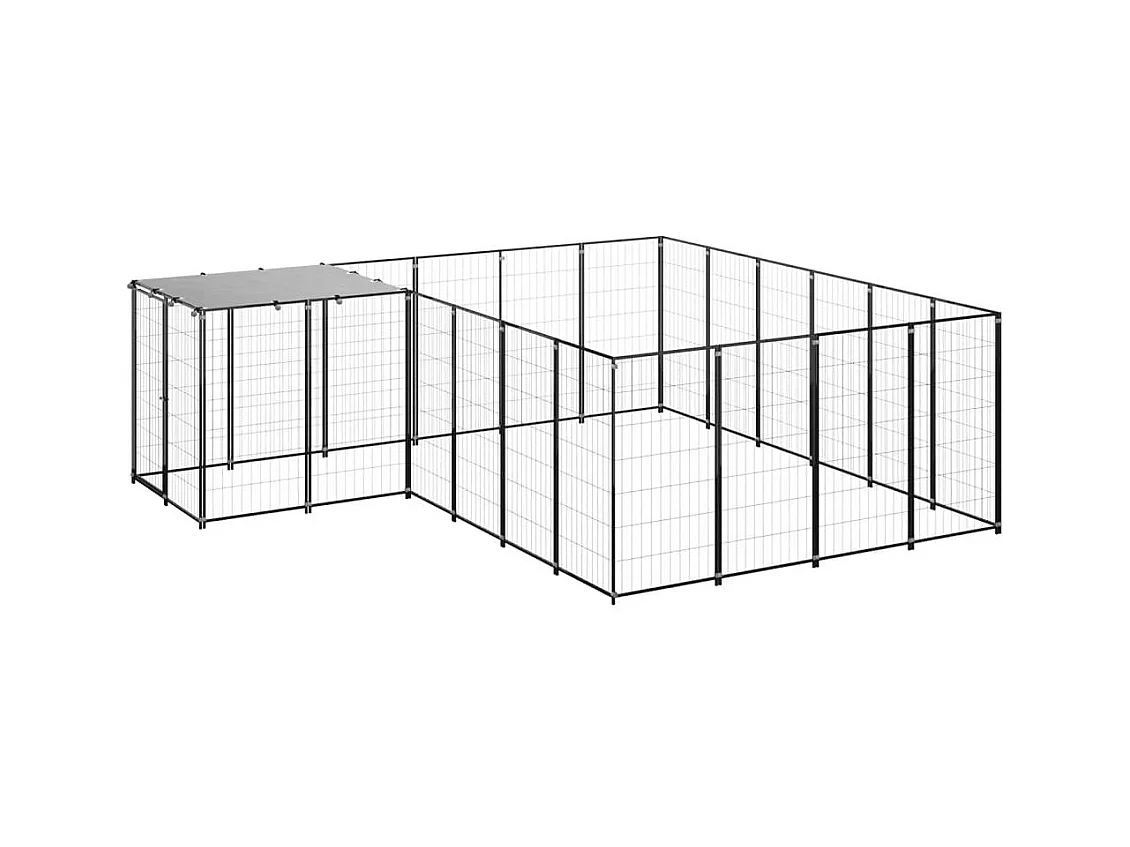 Chenil extérieur cage enclos noire 330 x 330 x 110 cm 02_0000559