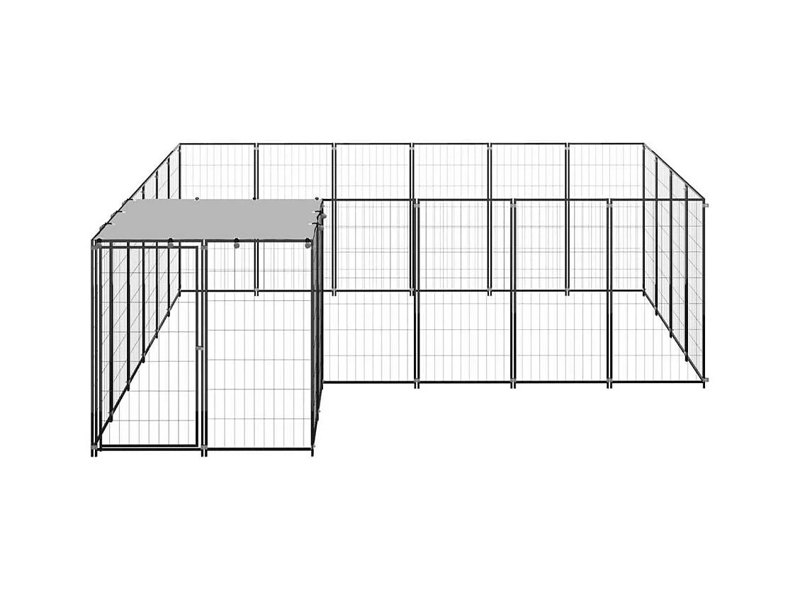 Chenil extérieur cage enclos noire 330 x 330 x 110 cm 02_0000559
