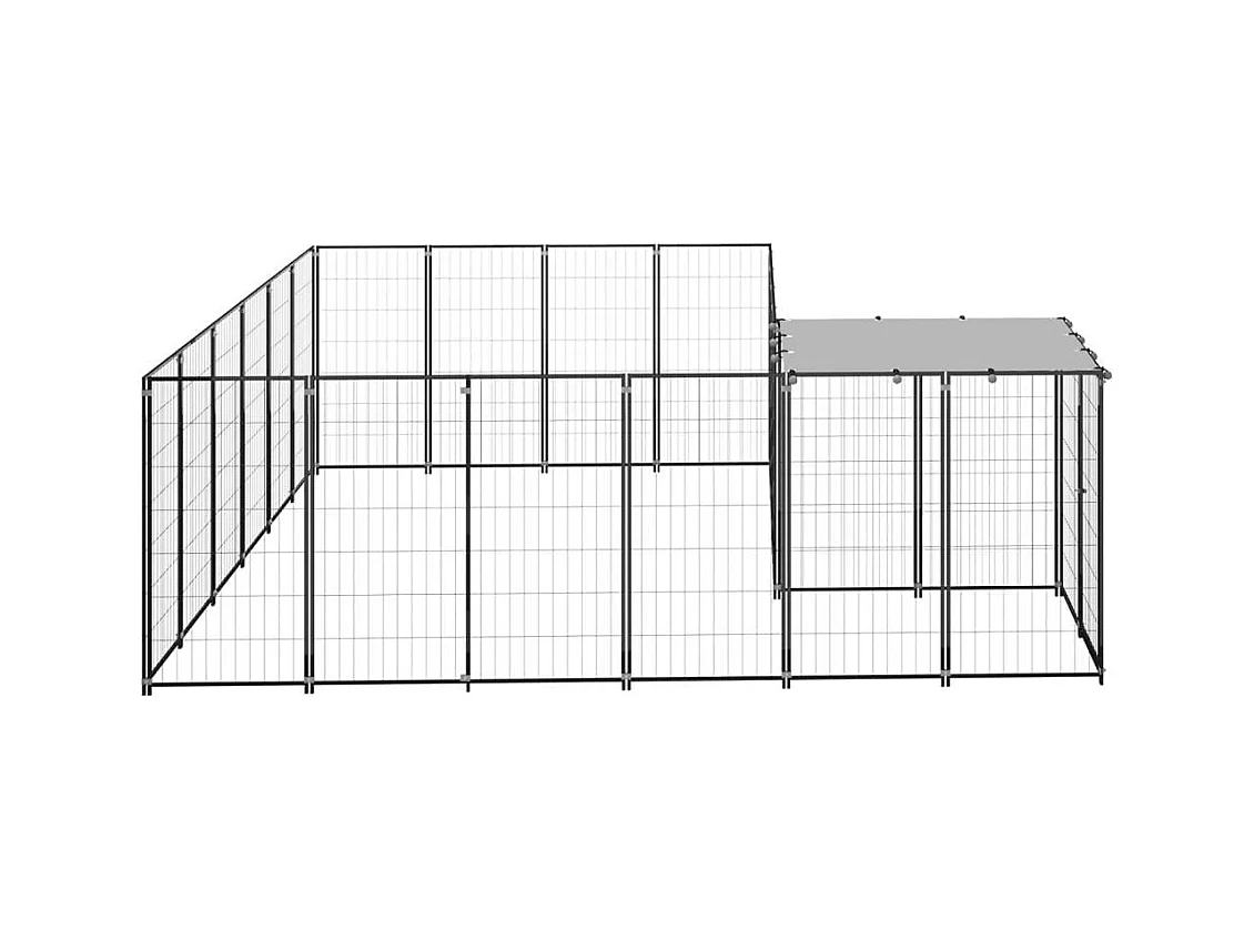Chenil extérieur cage enclos noire 330 x 330 x 110 cm 02_0000559