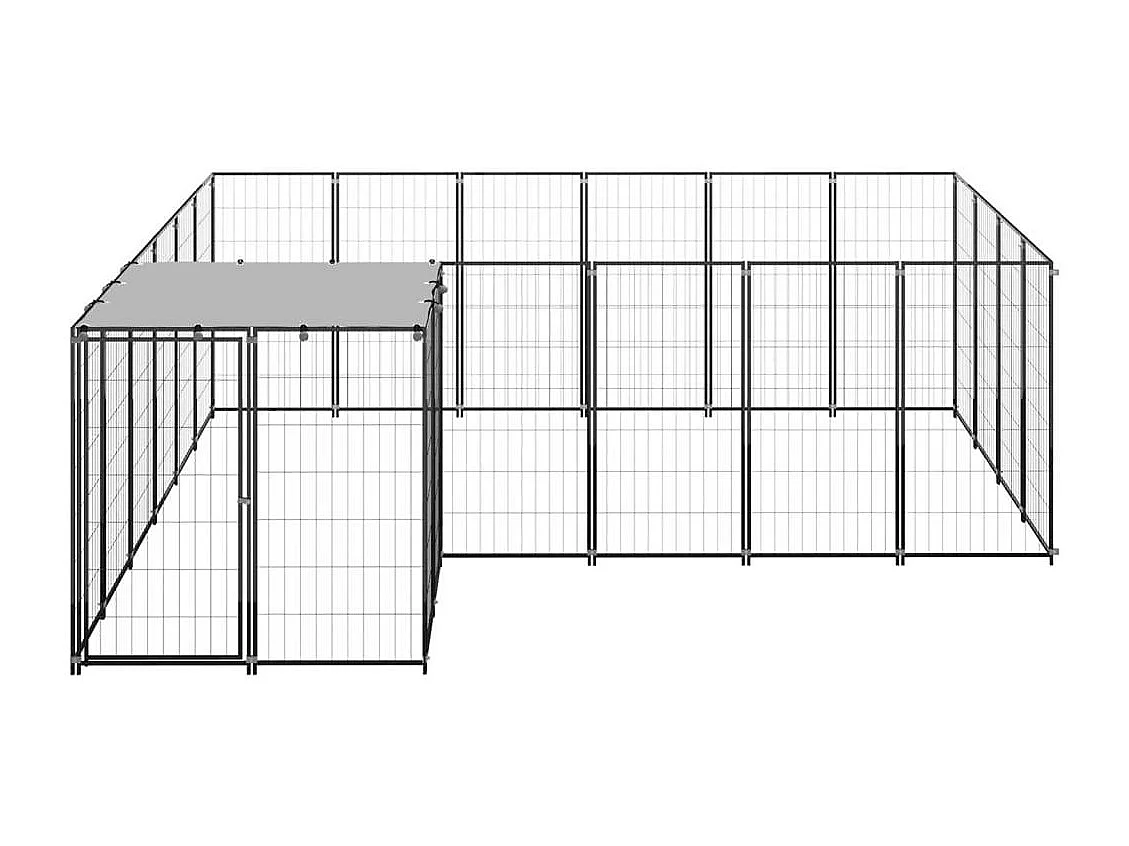 Cuccia da esterno gabbia per cani parco animali 8,47 m² 110 cm acciaio nero 02_0000559