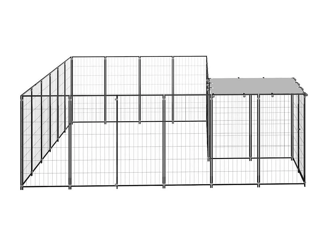 Cuccia da esterno gabbia per cani parco animali 8,47 m² 110 cm acciaio nero 02_0000559