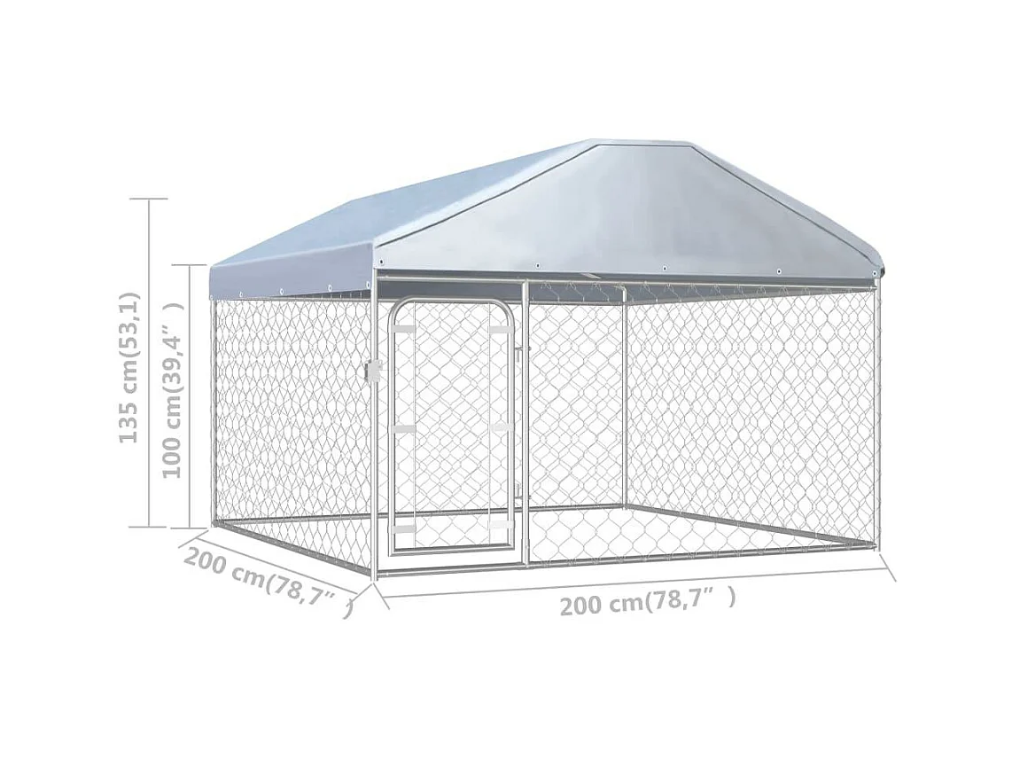 Chenil extérieur cage enclos 200 x 200 x 100 cm 02_0000452