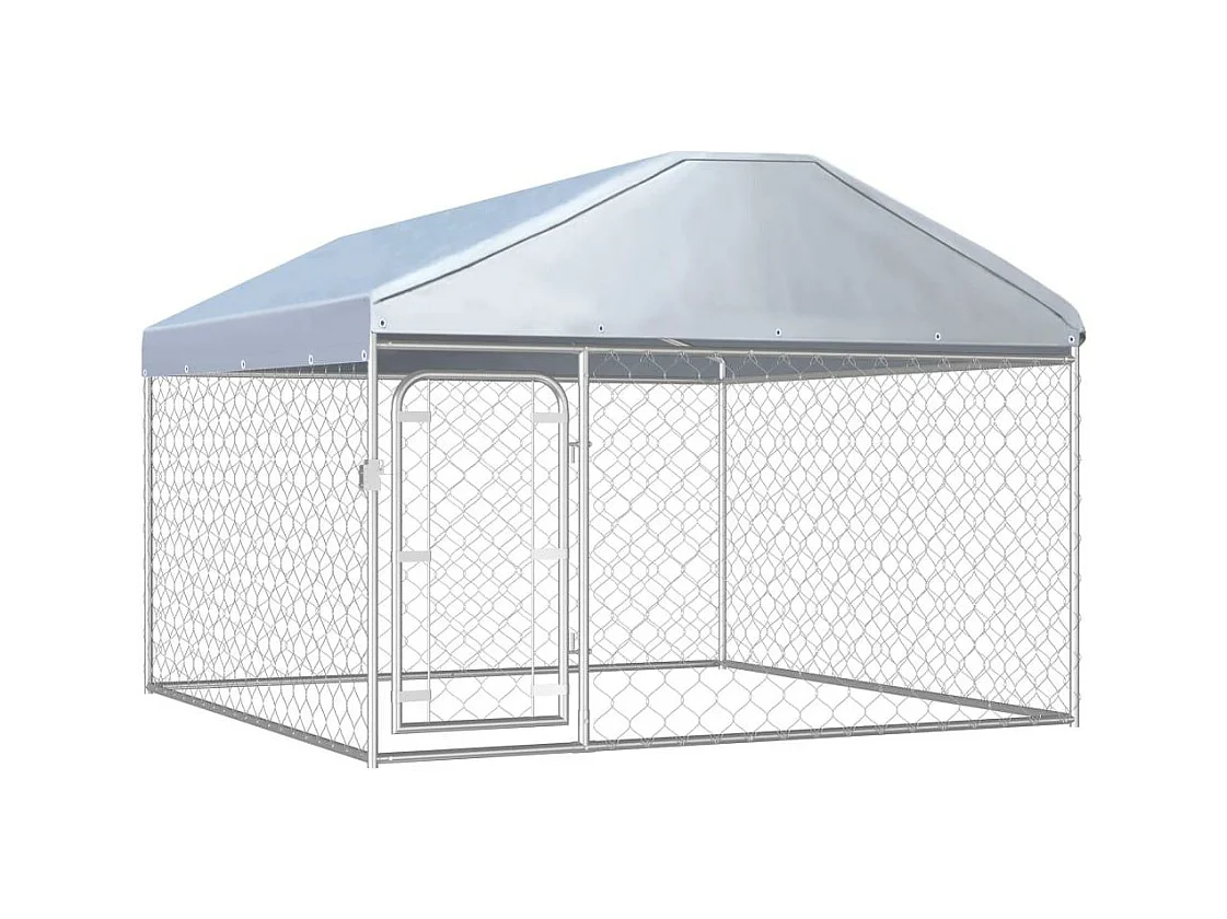 Jaula tipo caseta para exteriores parque para perros de exterior con techo para perros 200 x 200 x 135 cm 02_0000452