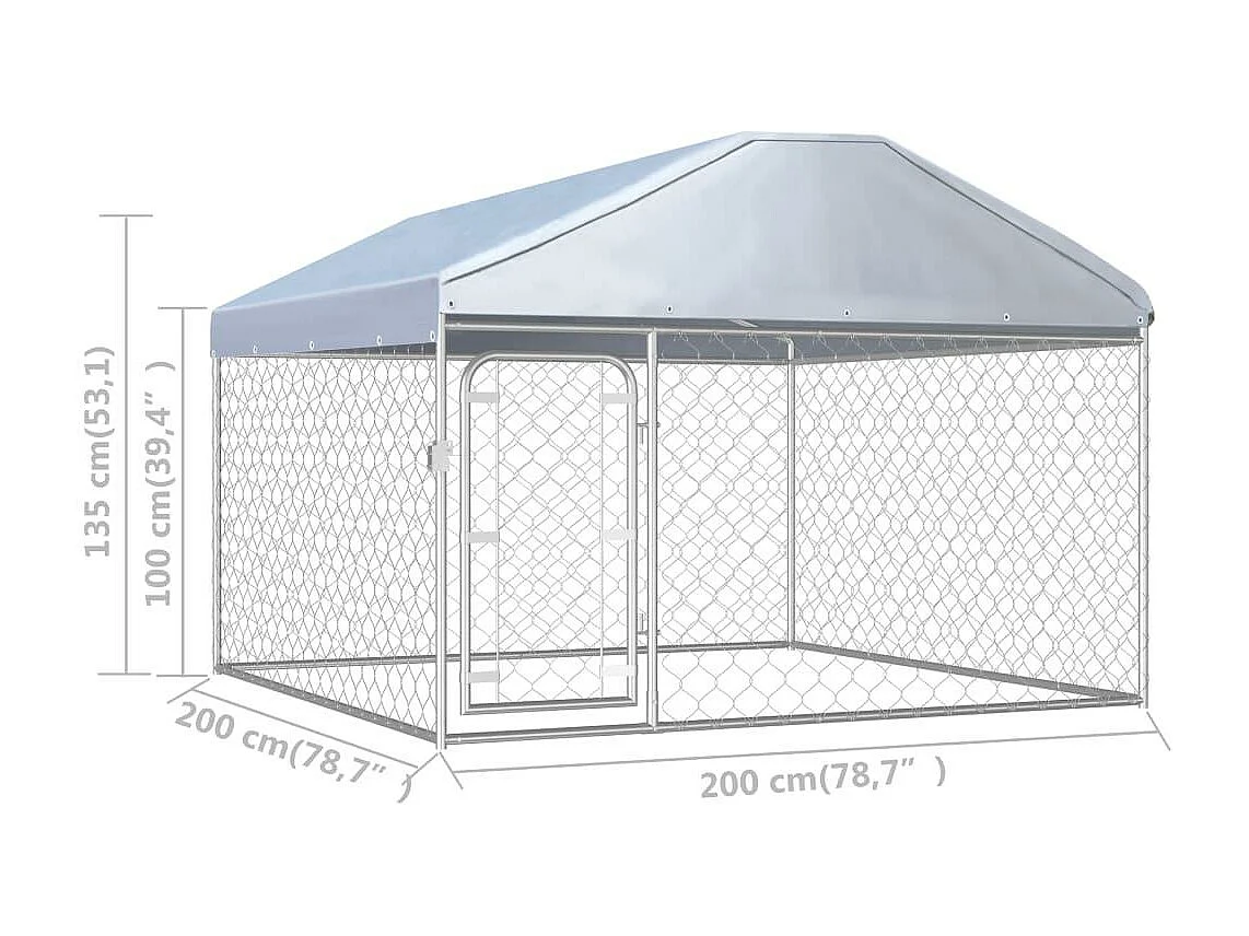 Jaula tipo caseta para exteriores parque para perros de exterior con techo para perros 200 x 200 x 135 cm 02_0000452