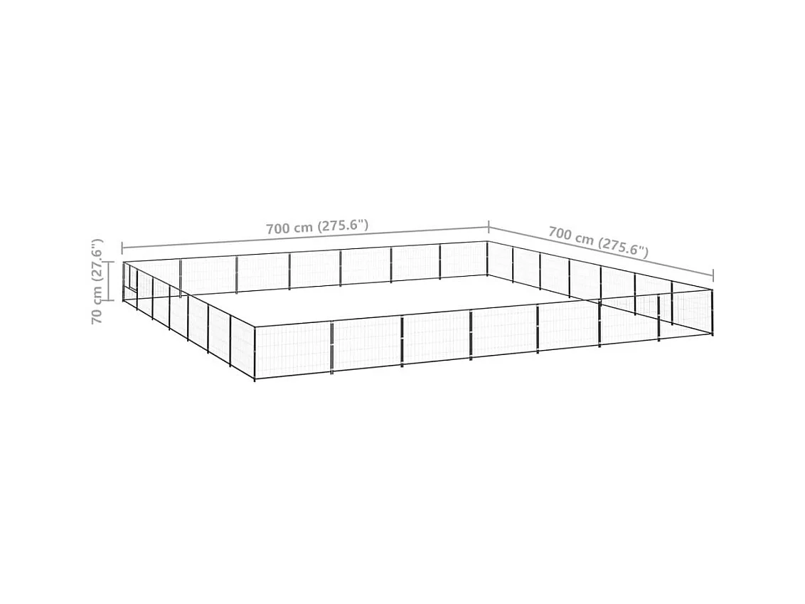 Chenil extérieur cage enclos noire 700 x 700 x 70 cm 02_0000539