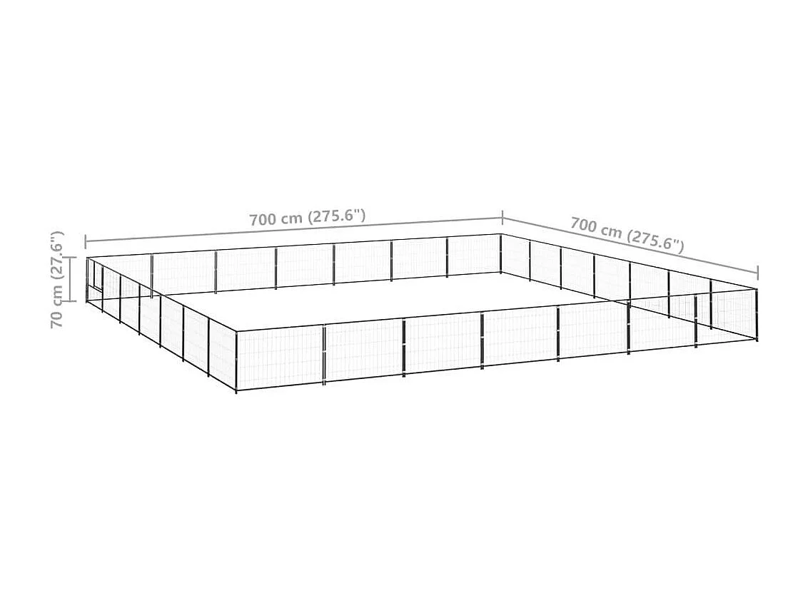 Cuccia da esterno gabbia per cani parco animali nero 49 m² acciaio 02_0000539