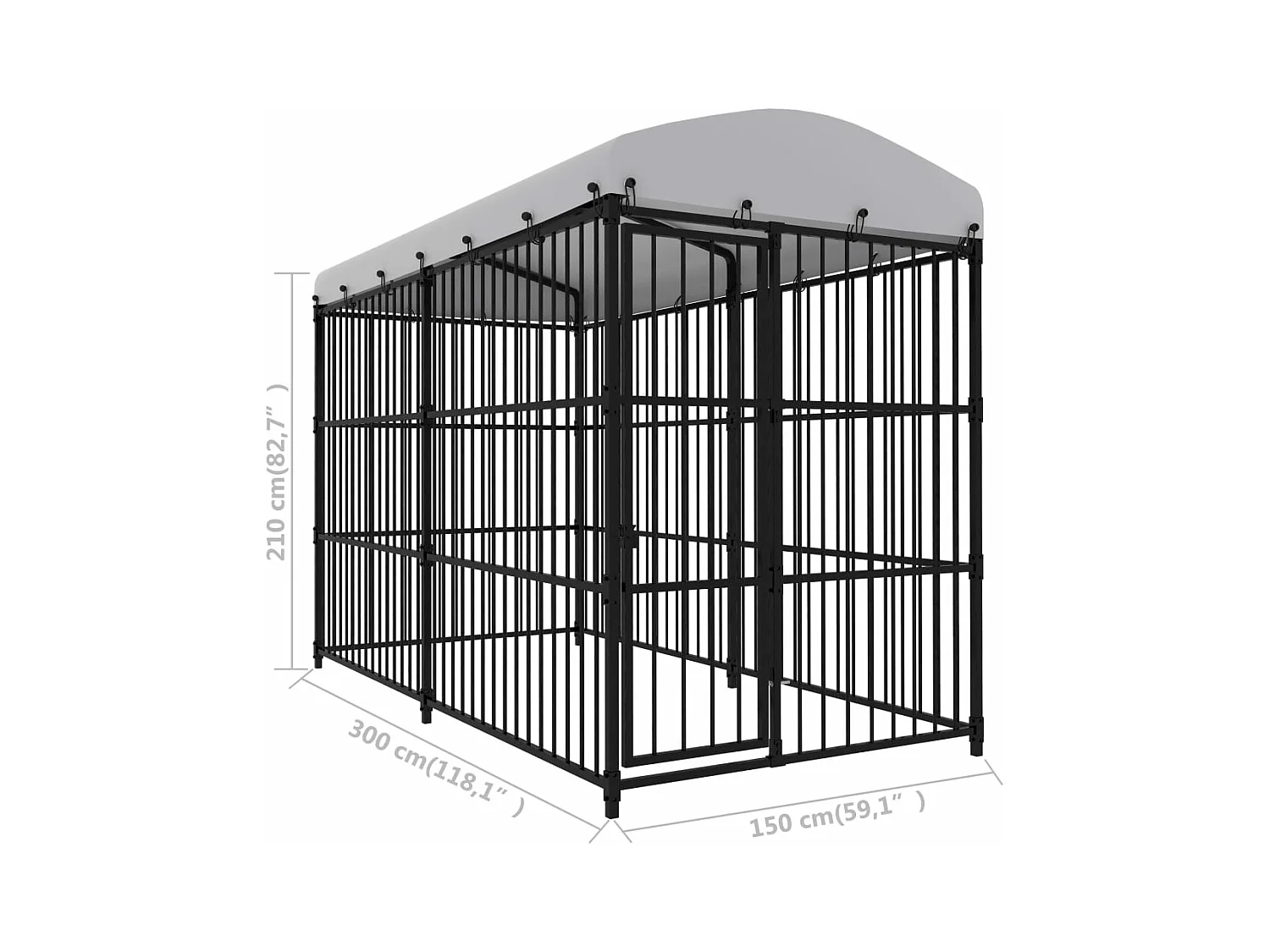 Chenil cage enclos pac noire 300 x 150 x 210 cm 02_0041728