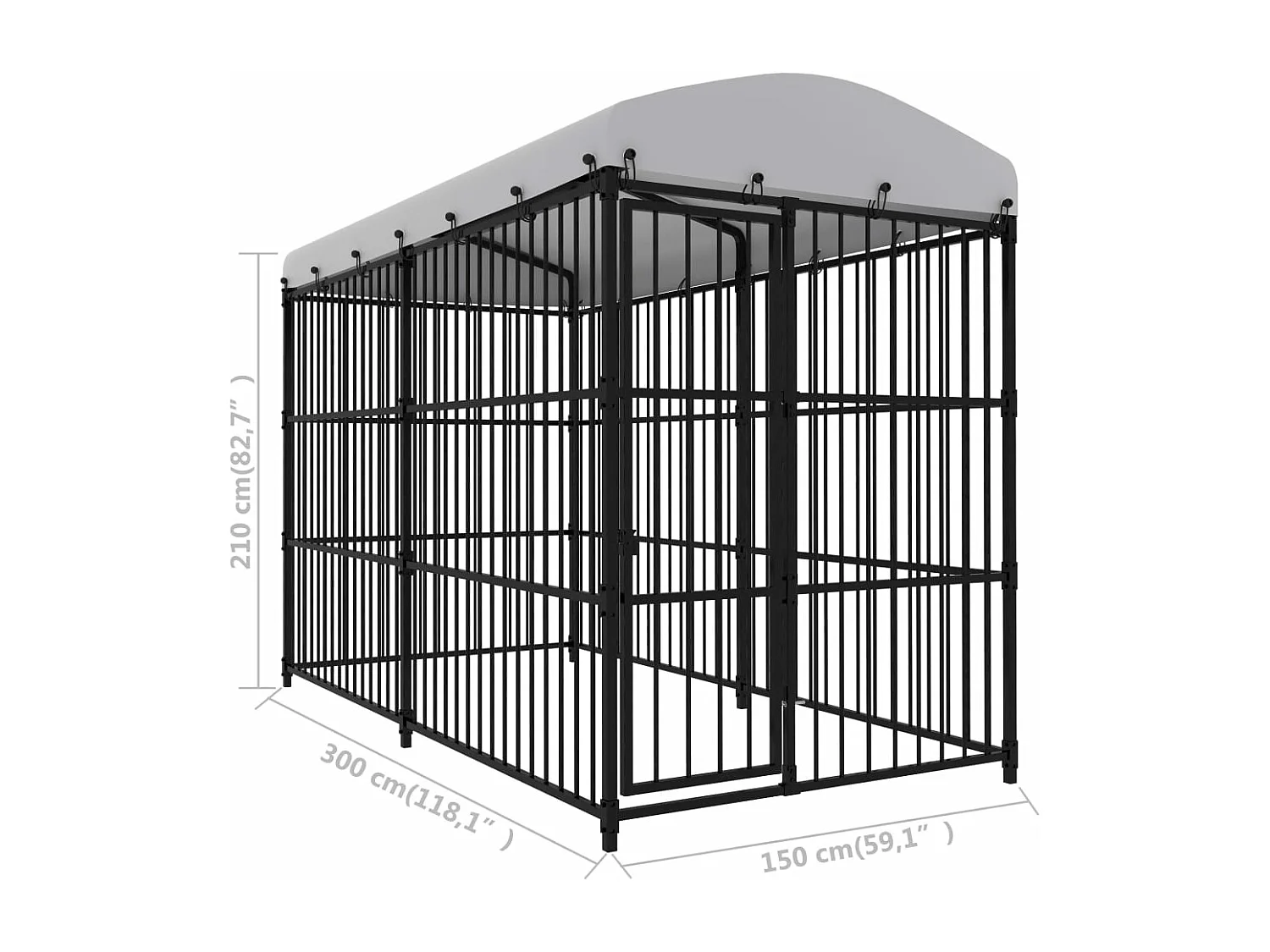 Jaula para perrera exterior con techo para perros 300 x 150 x 210 cm negro 02_0041728