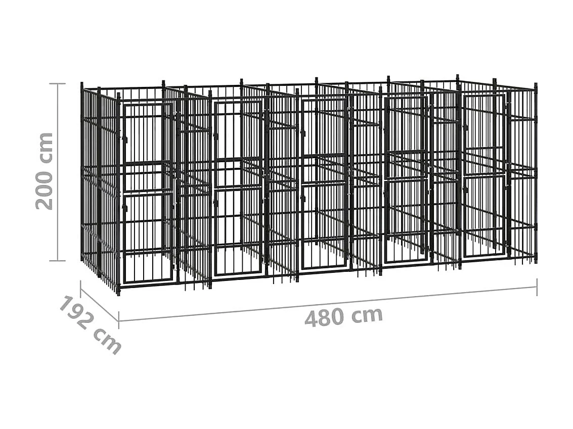 Gaiola para canil outdoor animal pac para cães aço 9,22 m² preto 02_0041887