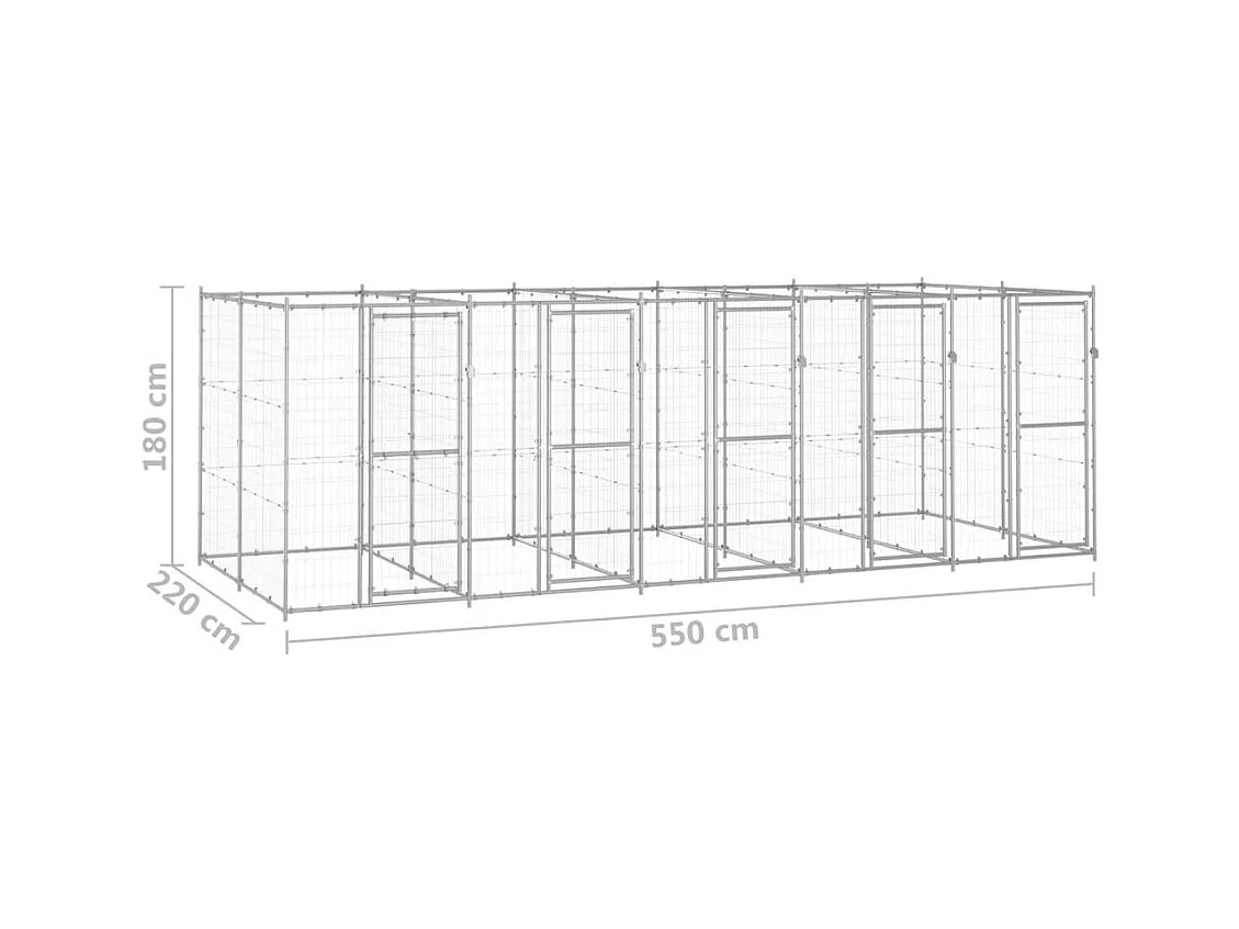 Chenil extérieur cage enclos 550 x 220 x 180 cm 02_0000405