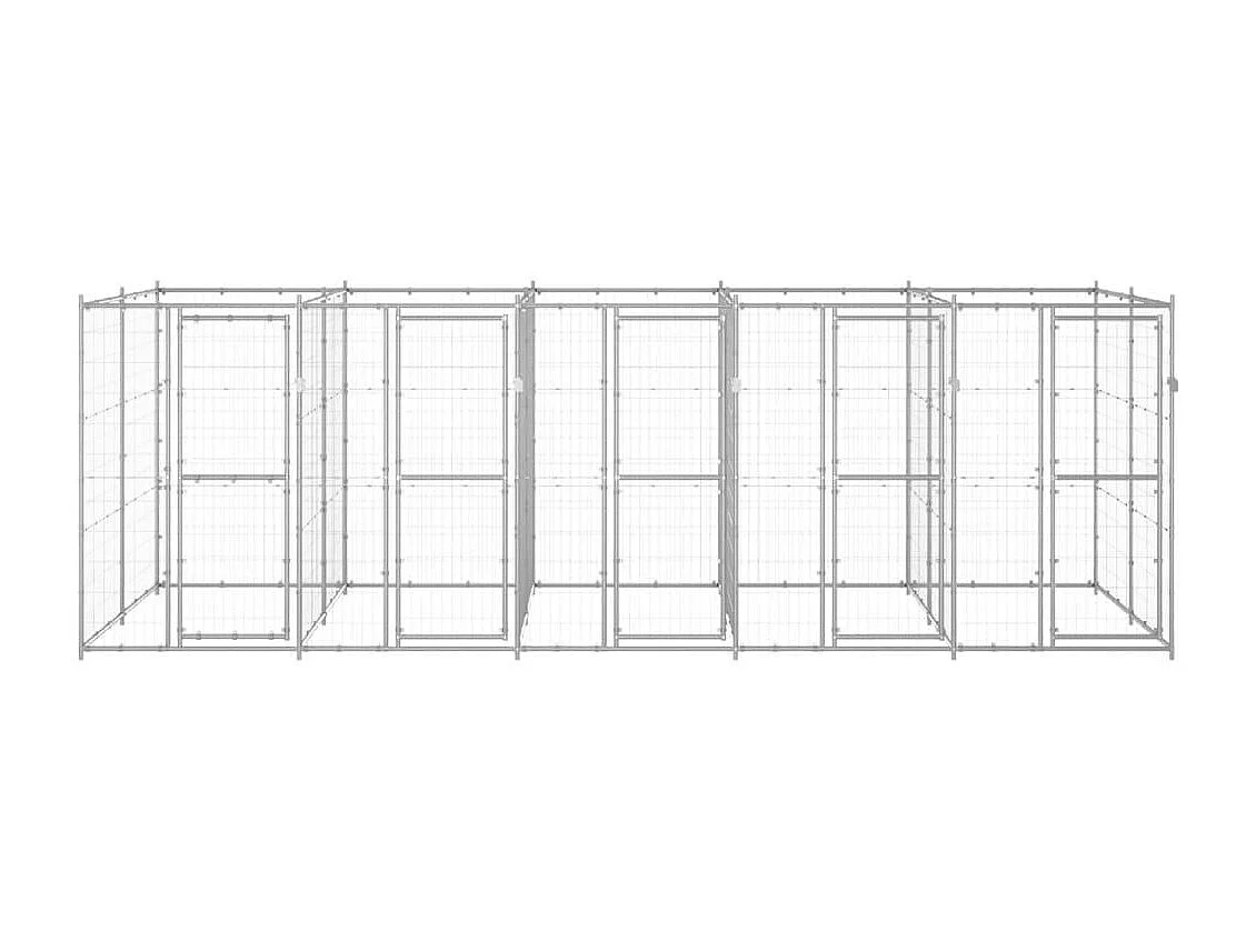 Recinto per animali da esterno per cani in acciaio zincato 12,1 m² 02_0000405