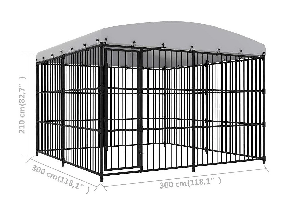 Cuccia da esterno Gabbia Parco per cani da esterno con tetto 300 x 300 x 210 cm 02_0000449