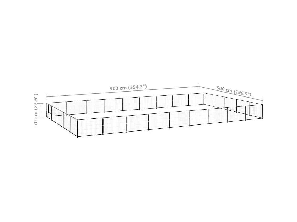 Chenil extérieur cage enclos noire 900 x 500 x 70 cm 02_0000537
