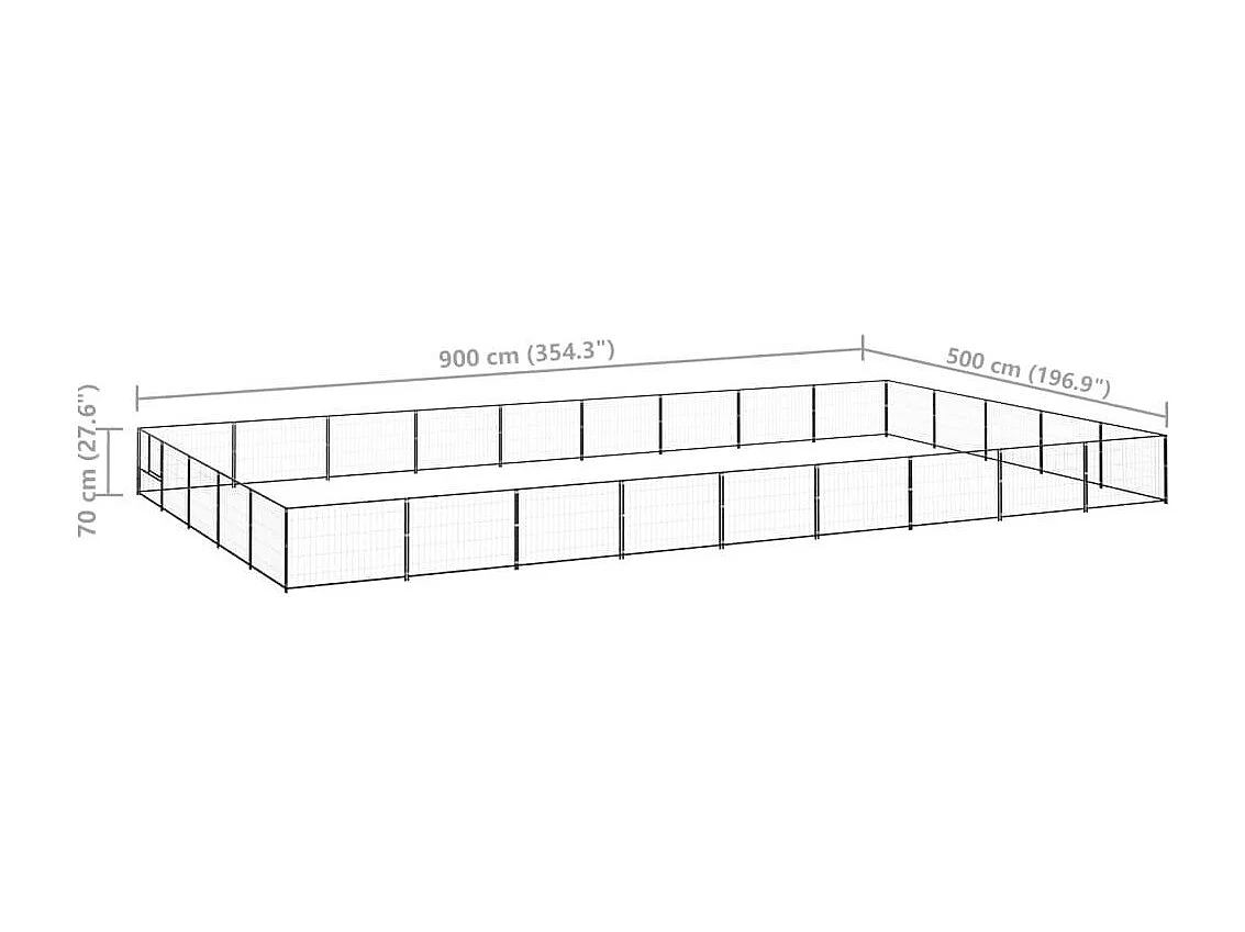 Cuccia da esterno gabbia per cani parco animali nero 45 m² acciaio 02_0000537